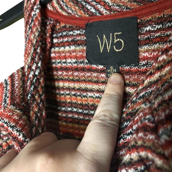 W5 Red/Black Striped Boho Tank Top With Fringe Hem - Picture 4 of 4